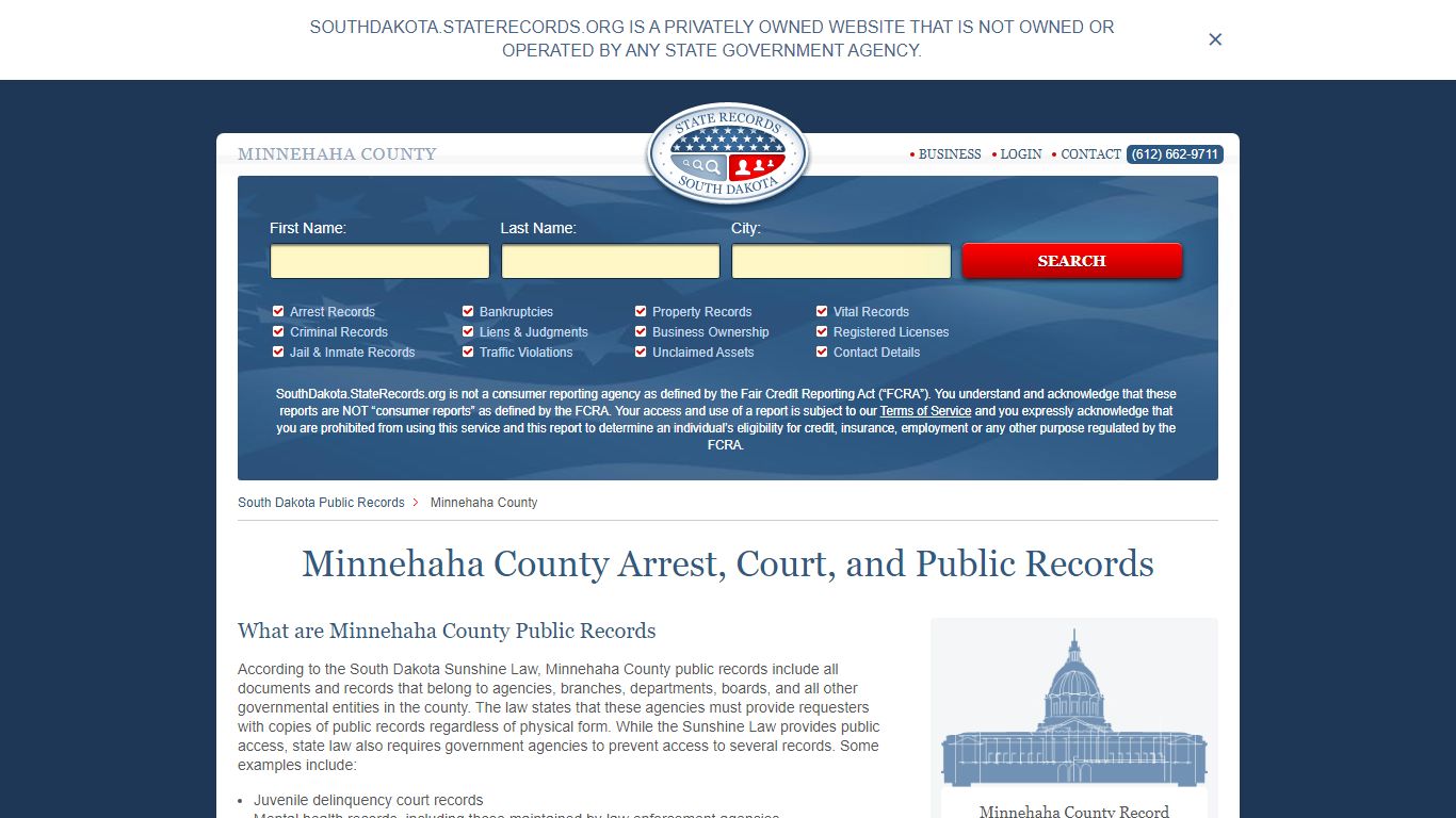 Minnehaha County Arrest, Court, and Public Records