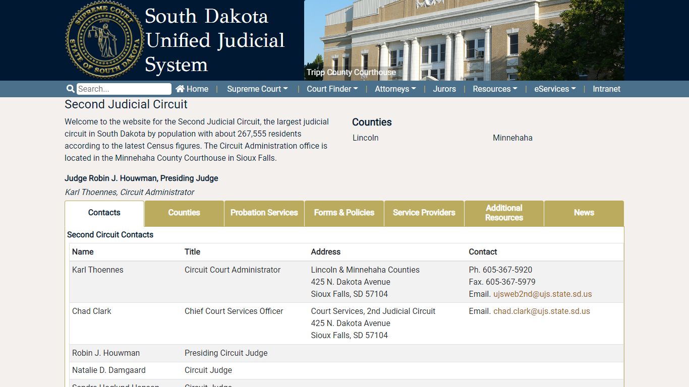 2nd Circuit Contacts - South Dakota